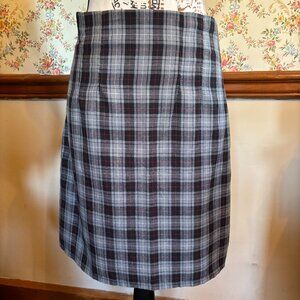 British Mod Love Her Madly Grey Black Red White Tartan Skirt UK Size 10